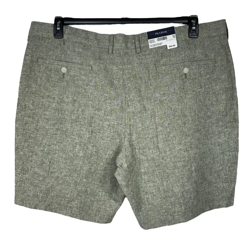 Jos. A. Bank Mens SZ 44 Linen Blend Shorts Tailored Fit Pocket Lightweight Green